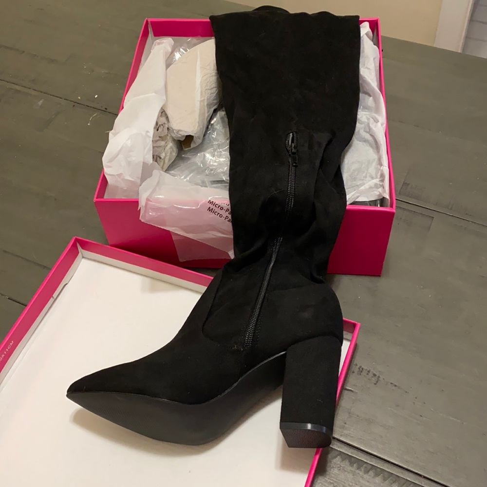 Over the knee high heeled boots